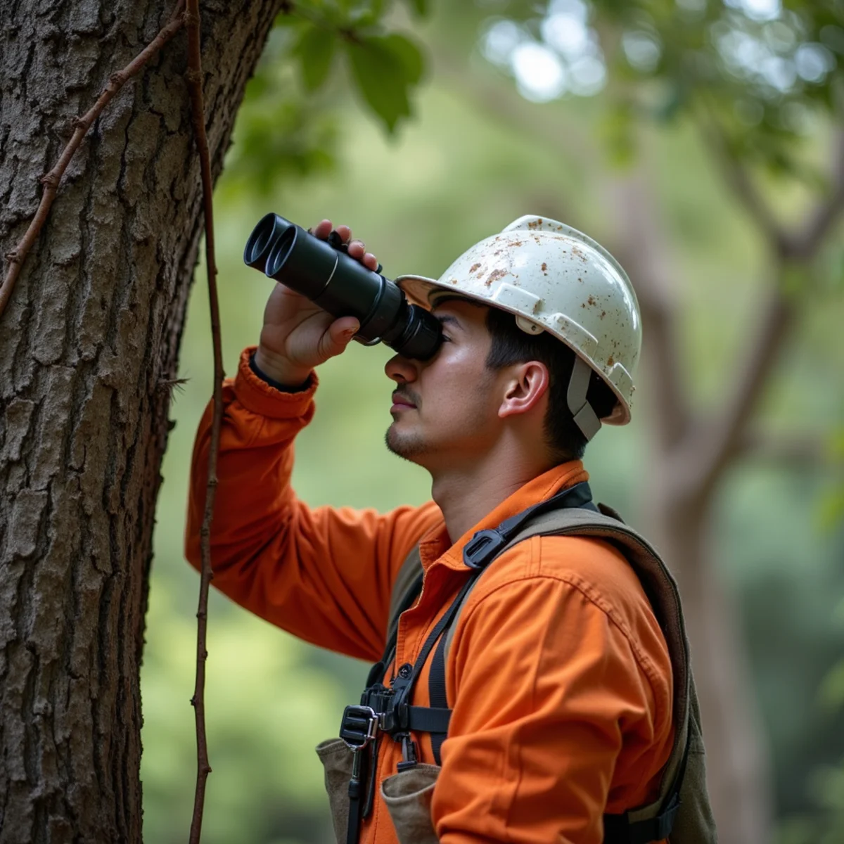 Pre-storm canopy audit identifying widow-maker branches and deadwood