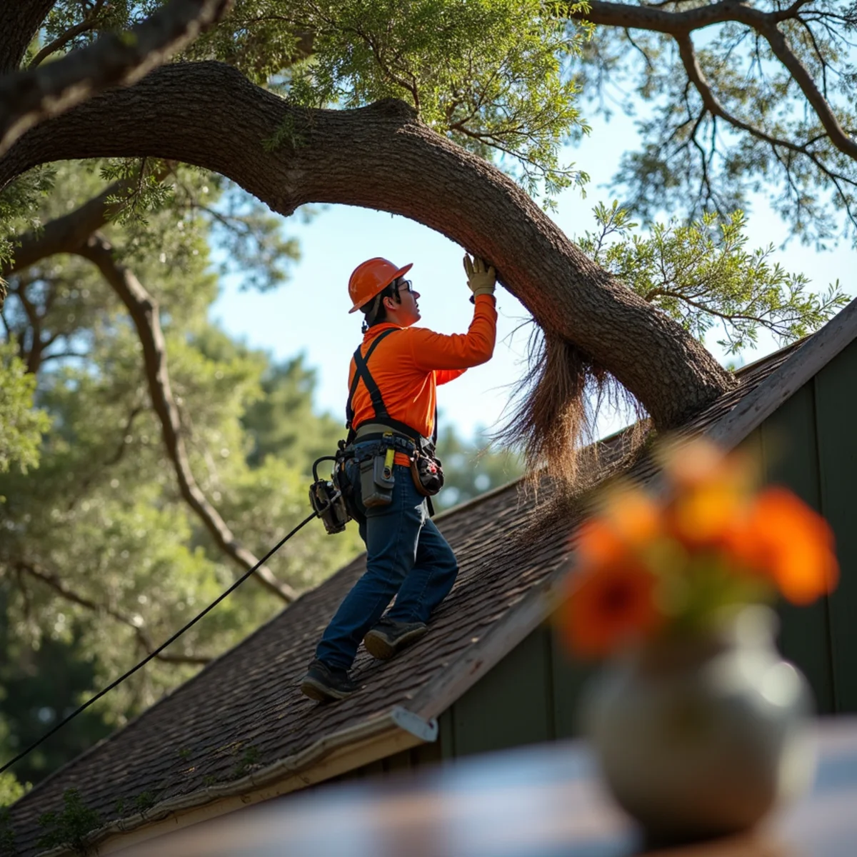 Preventative deadwood removal protecting structures before winter storms