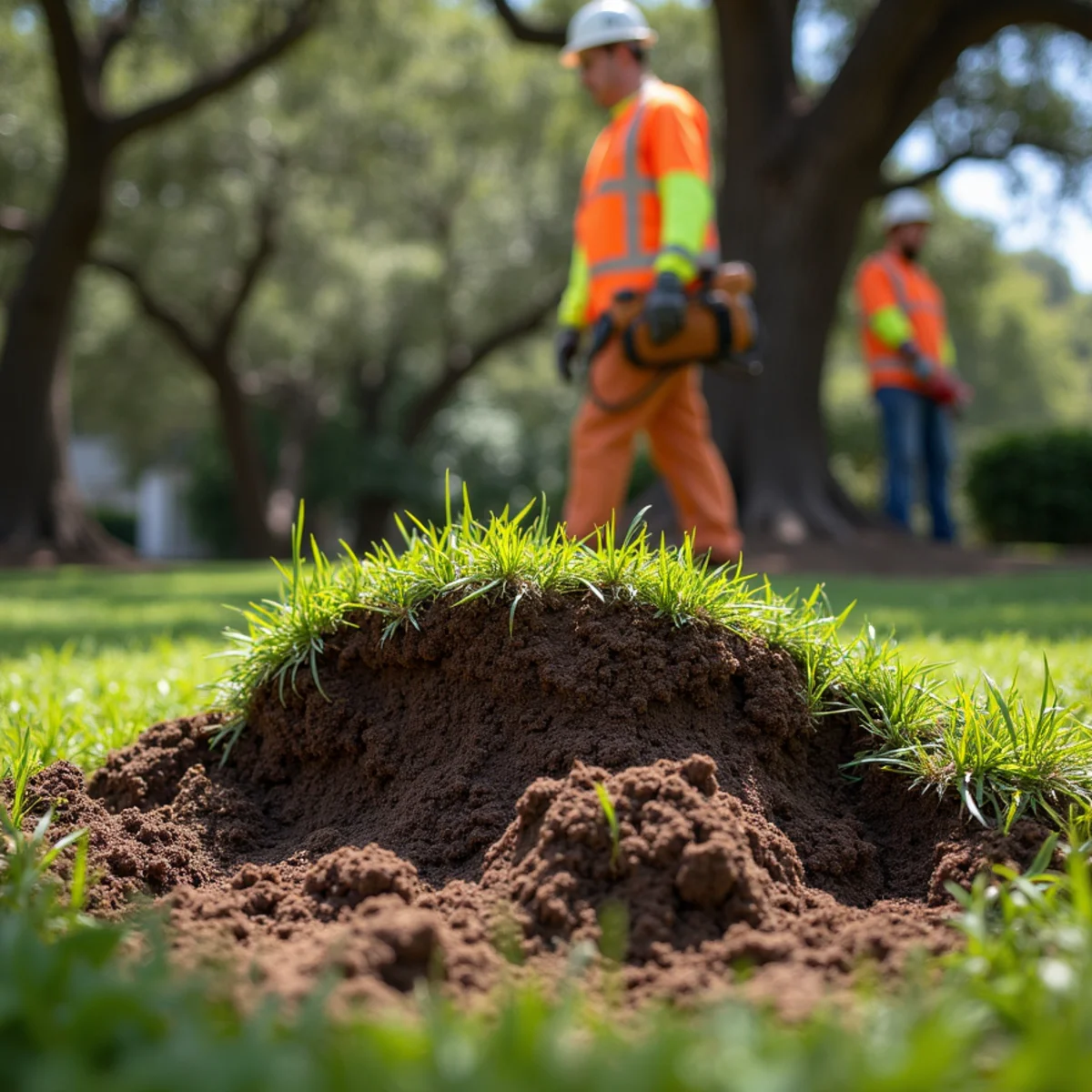Soil heave and mounding indicating root plate failure during storm