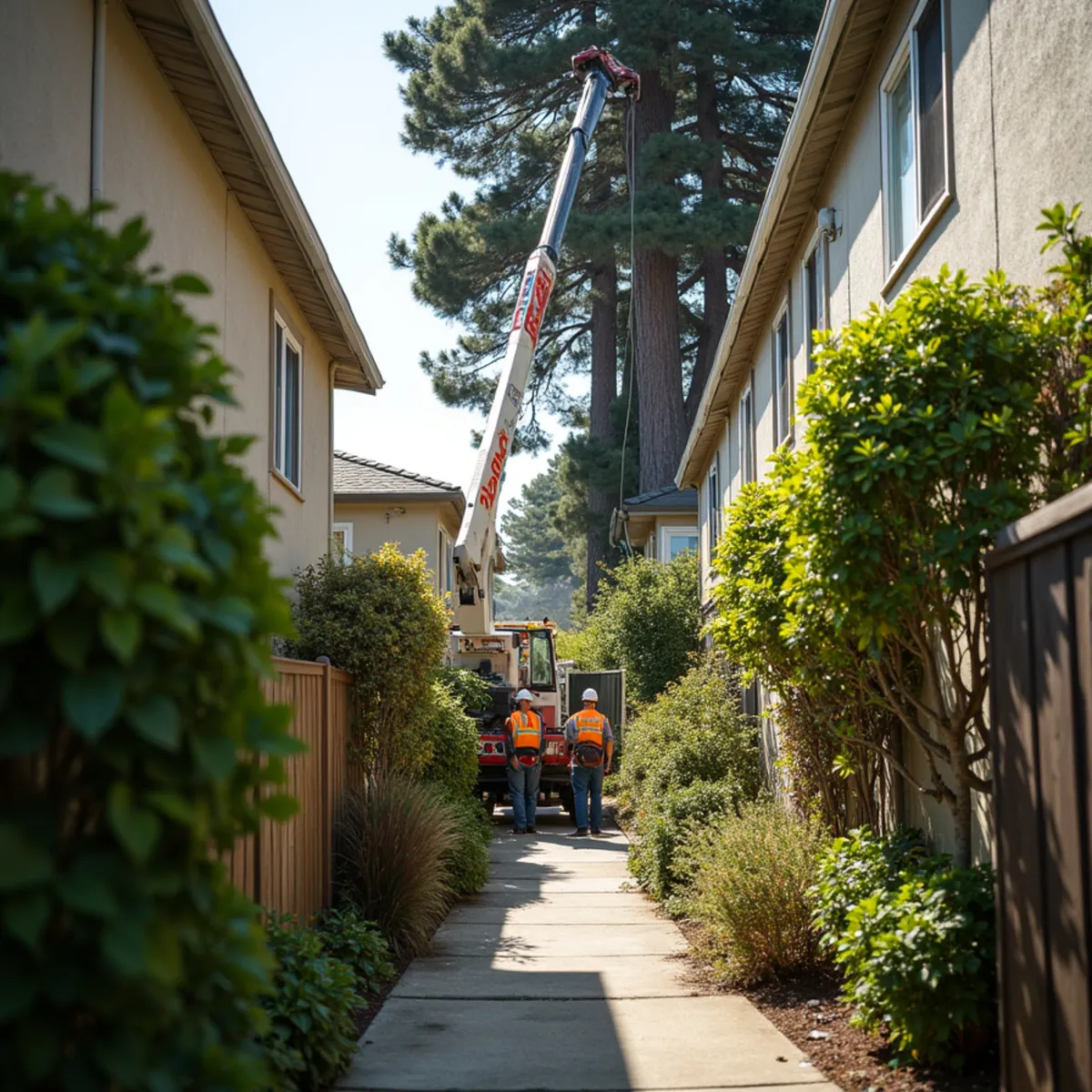 Tight access obstacles and crane staging factors driving tree quote