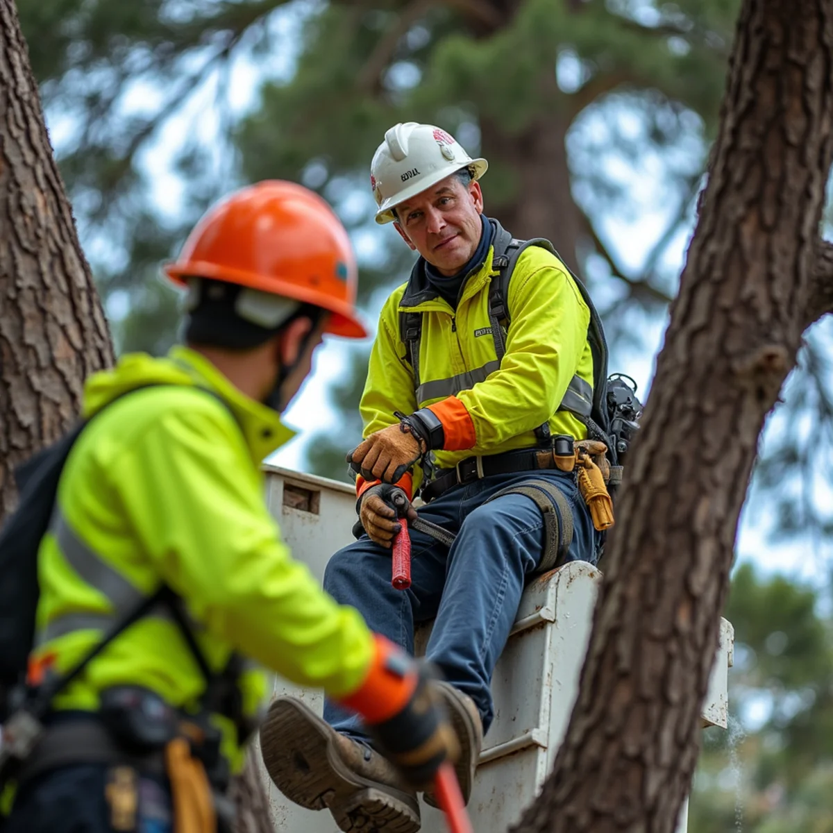Cal/OSHA certified utility line clearance operation from insulated boom
