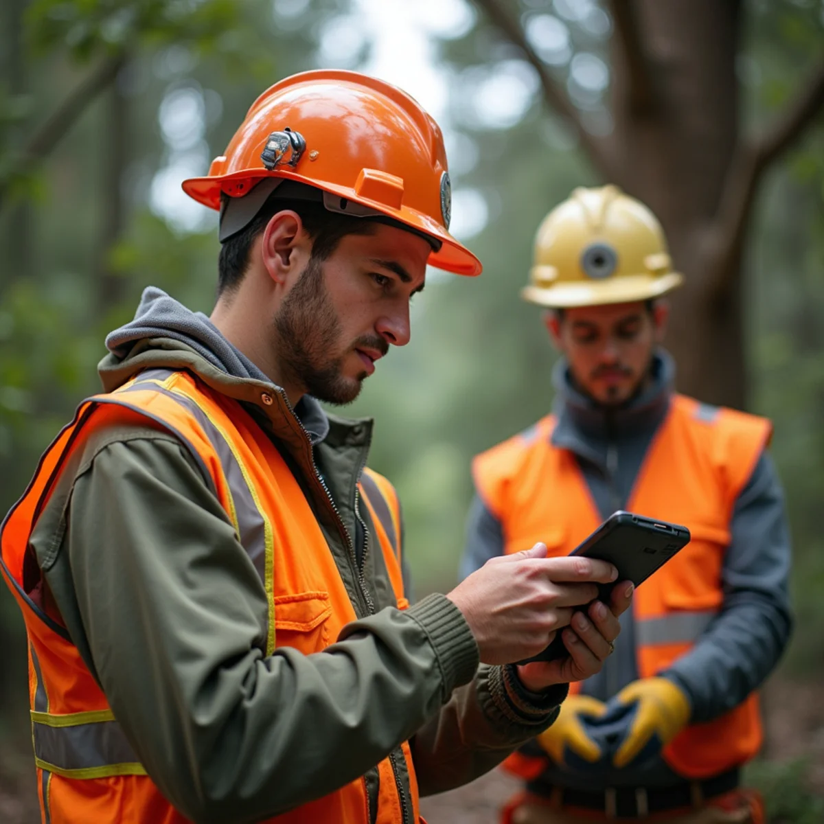 Certified arborist performing Level 2 tree risk assessment in the field