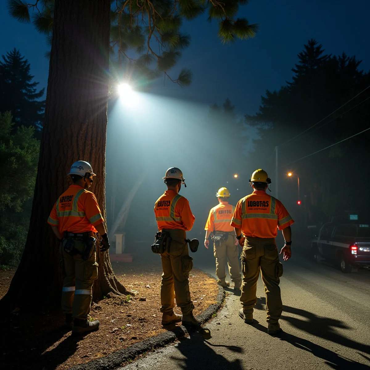 24/7 night emergency crew securing hazardous fractured limb