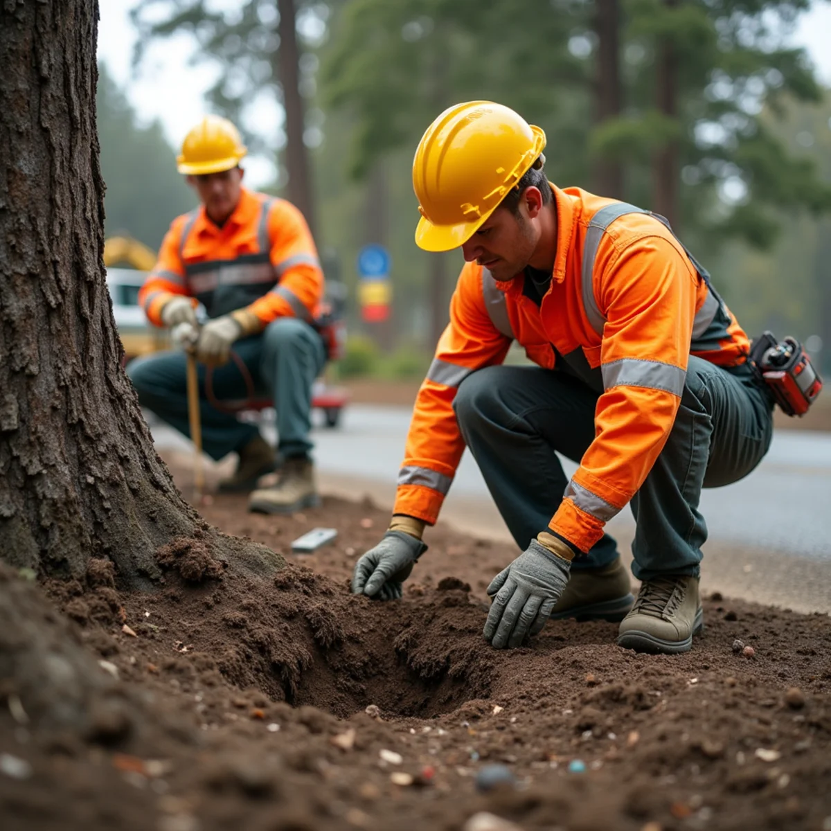 High-water-table soil root stability inspection in Foster City