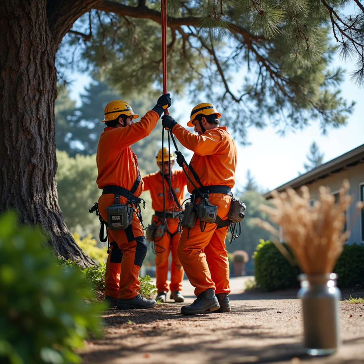 Controlled deadwood takedown on coastal Half Moon Bay lot