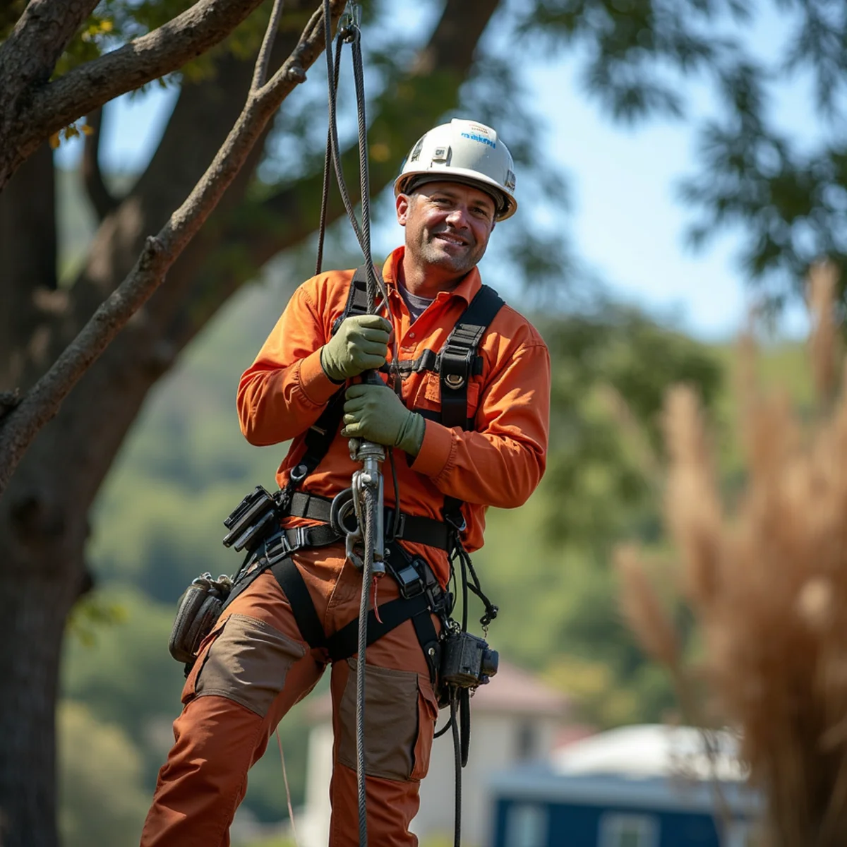 Precision rope rigging protecting private property in San Mateo County