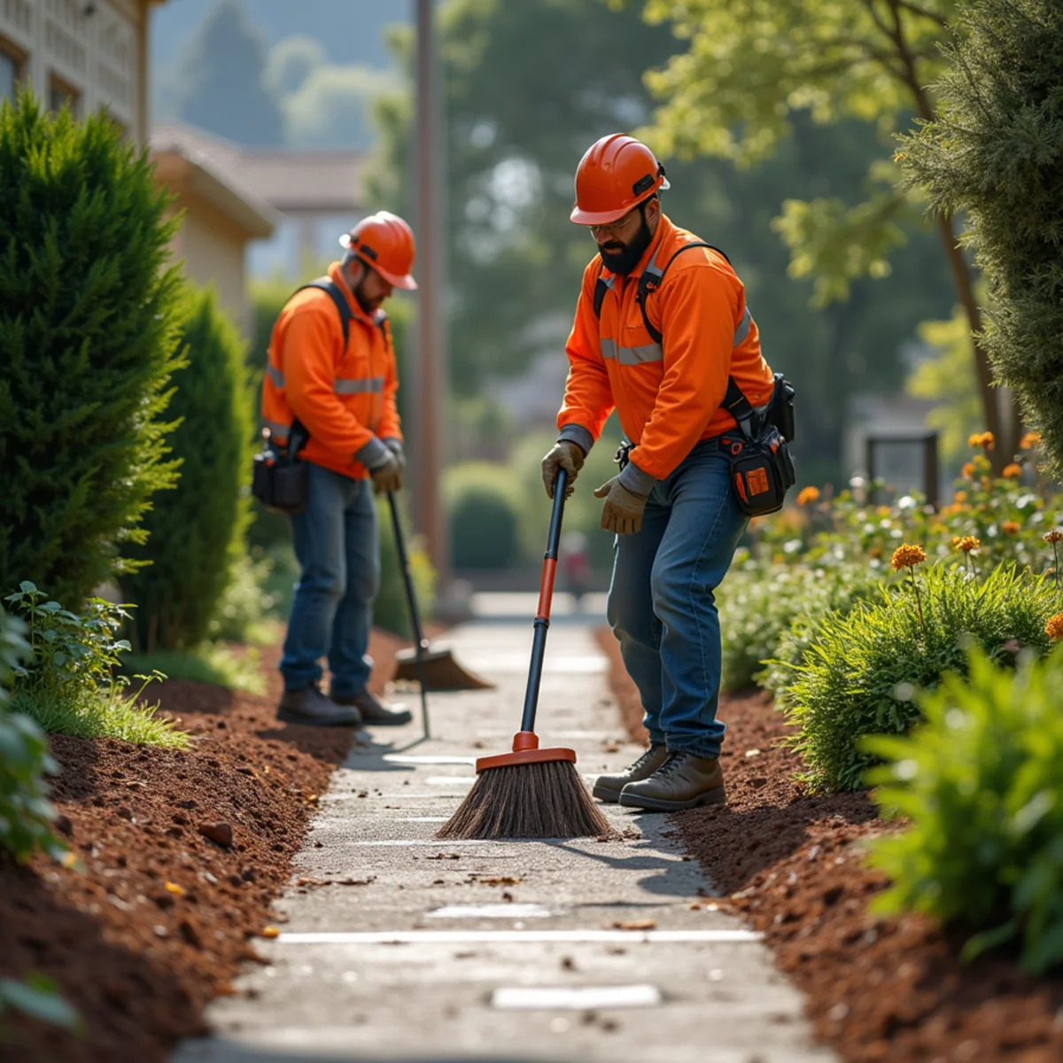 Comprehensive grounds cleanup and debris chipping across county yards