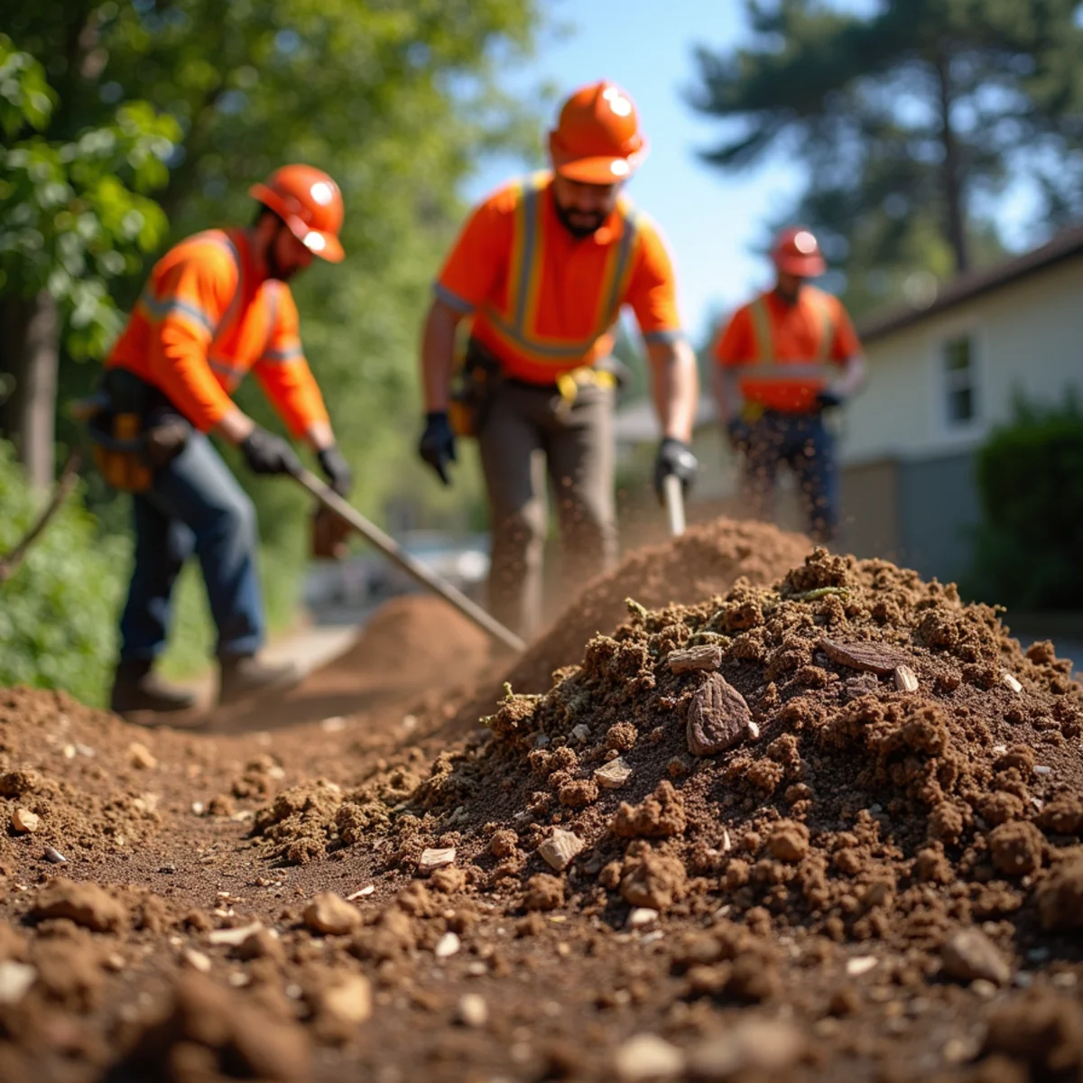 Organic wood chip distribution and grounds cleanup in Woodside