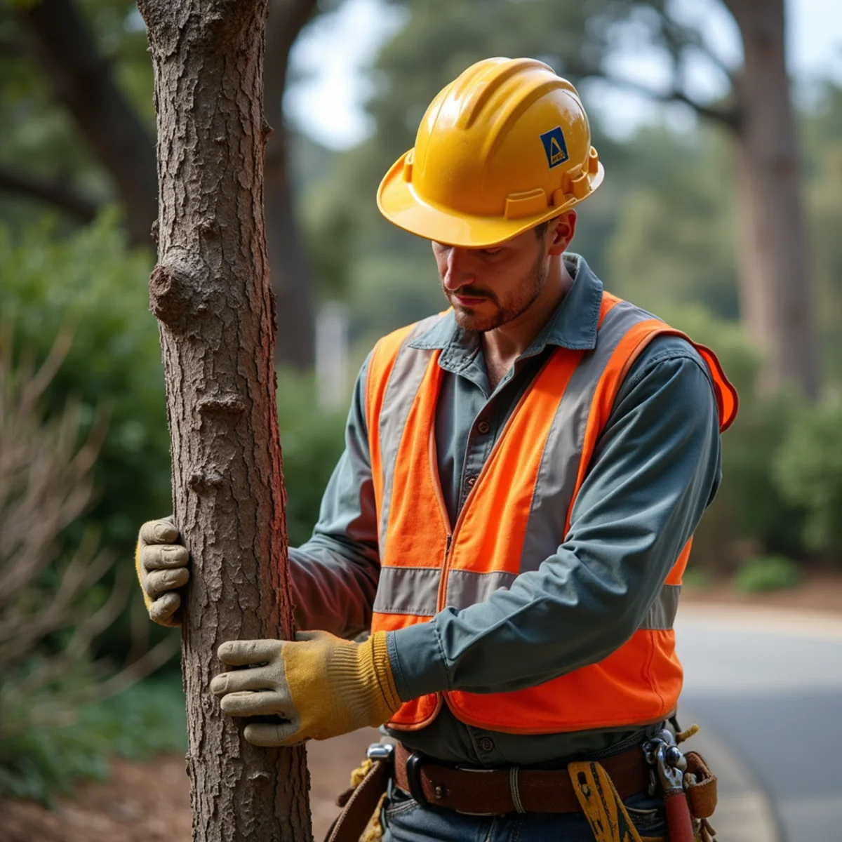 Careful relief cutting on high-tension storm-damaged branches
