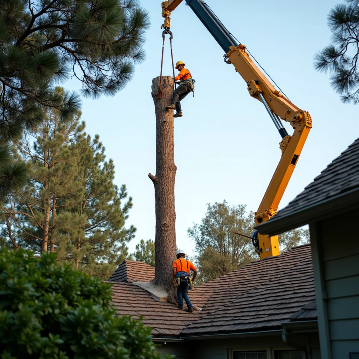 Crane-assisted timber extraction avoiding structural contact